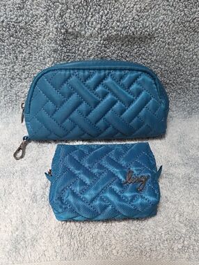 NWOT Lug Teal Quilted Cosmetic Pouch and Mini Coin Case